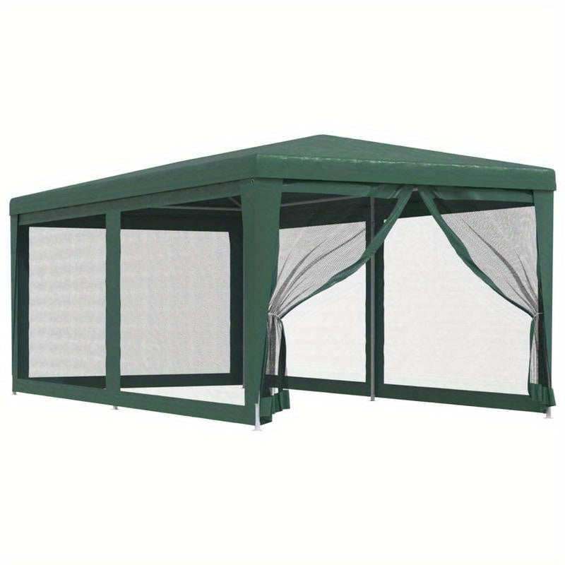 Party tent with 6 mesh side walls Green 3x6m HDPE
