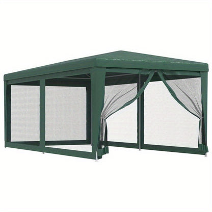 Party tent with 6 mesh side walls Green 3x6m HDPE