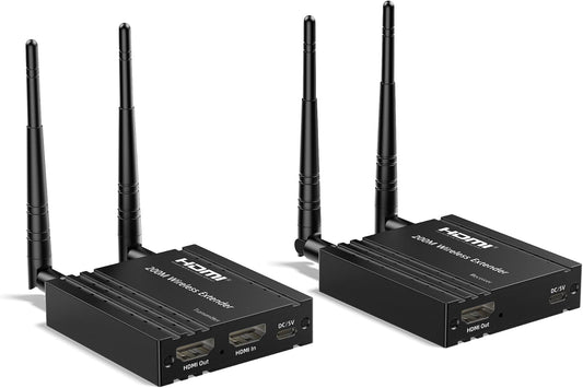 656FT Hdmi draadloze zender en ontvanger, 200 m draadloze HDMI-verlenger, lange afstand met uitloop, ondersteuning 2,4/5 GHz voor het streamen van video/audio van laptop, pc, tv-box naar HDTV