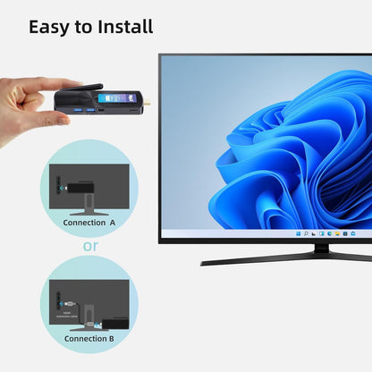 MeLE PCG02 Fanless Mini PC Stick, Celeron J4125 8GB 128GB Micro Desktop Computer Stick, Ondersteuning voor HDMI Wi-Fi5 Gigabit Ethernet, BT4.2 op Zakelijke Kantoor Industriële IoT Media Thuis