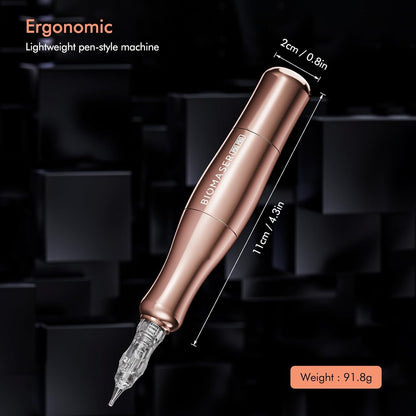 Biomaser P90 PRO Semi-permanente make-upmachine, draadloze en bekabelde make-upmachine voor wenkbrauwen, eyeliner en lippen (roségoud)