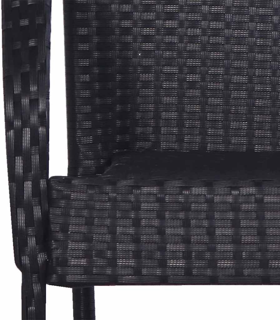Stackable Garden Chairs Set of 6 Poly Rattan Black Balcony Chair Patio Chairs Dining Chairs for Patio Garden Balcony - QUORE