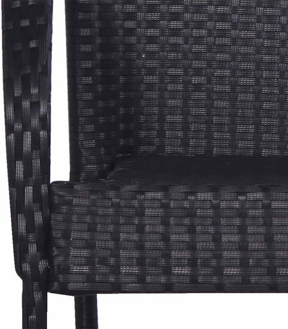 Stackable Garden Chairs Set of 6 Poly Rattan Black Balcony Chair Patio Chairs Dining Chairs for Patio Garden Balcony - QUORE