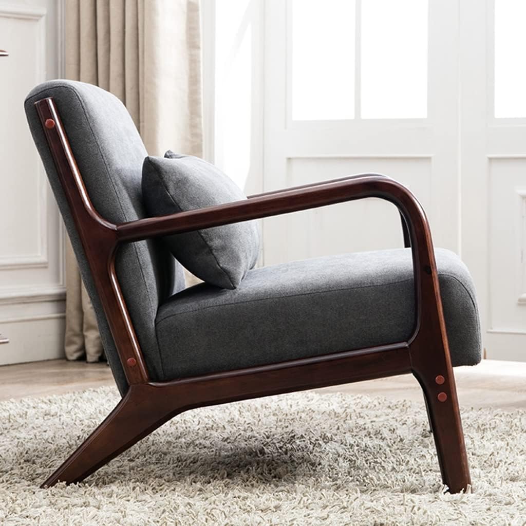 Armchair Chair,Armchair Accent Sofa Chairs Wooden Modern Lounge Armchair,Elegant Upholstered Lounge Chair For Living Room,Bedroom,Linen Fabric Padded Reading Chair Side Chair