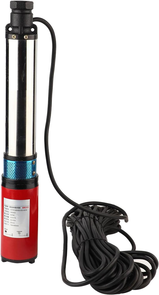 Deep Well Pomp, 48/60V DC 380W Solar Dompelpompen, Solar Bore Well Pompen met 20M Draad, Flow 5 M3/H voor Visvijvers