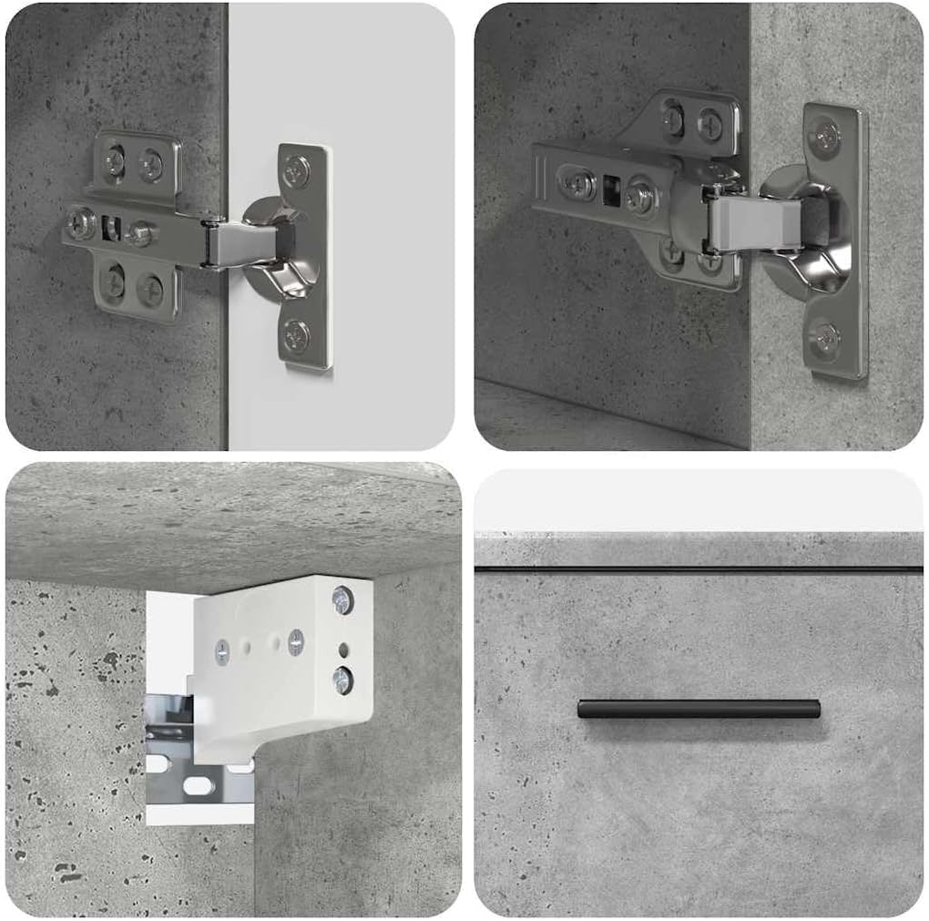 vidaXL Badkamermeubelset met lade 2 pcs Betongrijs 76,5 x 35 x 64 cm, - QUORE