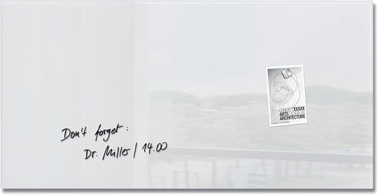 SIGEL GL146 Premium glazen whiteboard 91 x 46 cm super-wit hoogglanzend, SGS getest, eenvoudige montage, incl. 3 sterke magneten, glazen magneetbord voor kantoor en school, Artverum