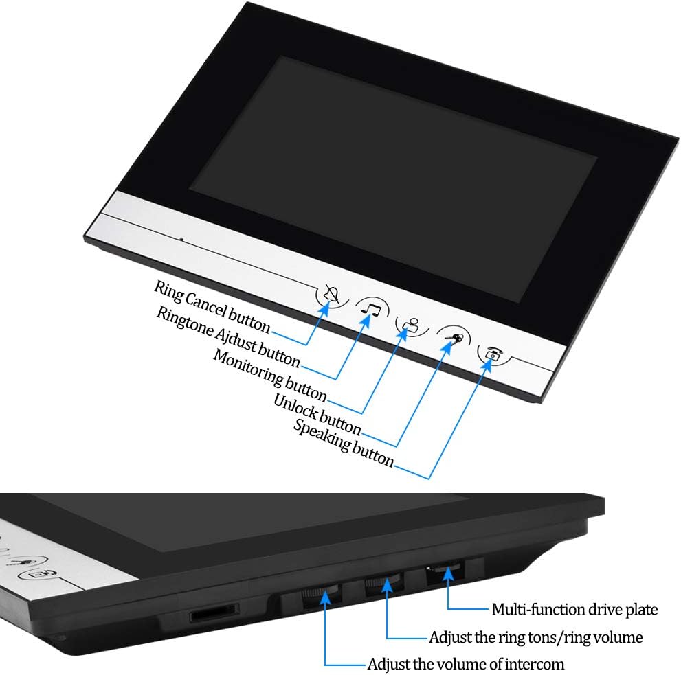 video-deurintercom 7 inch helder display intercom systeem-eenheden deurbel voor home video deurbel camera nachtzicht max 100 meter 1 camera 1 monitor