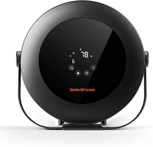 Spider Farmer Ventilatorkachel, 540 W, intelligente temperatuurregeling, energiebesparend, stil, 4 modi en 24 uur timer, 10 PTC-verwarming en ventilatiebuis, geschikt voor plantenruimtes en