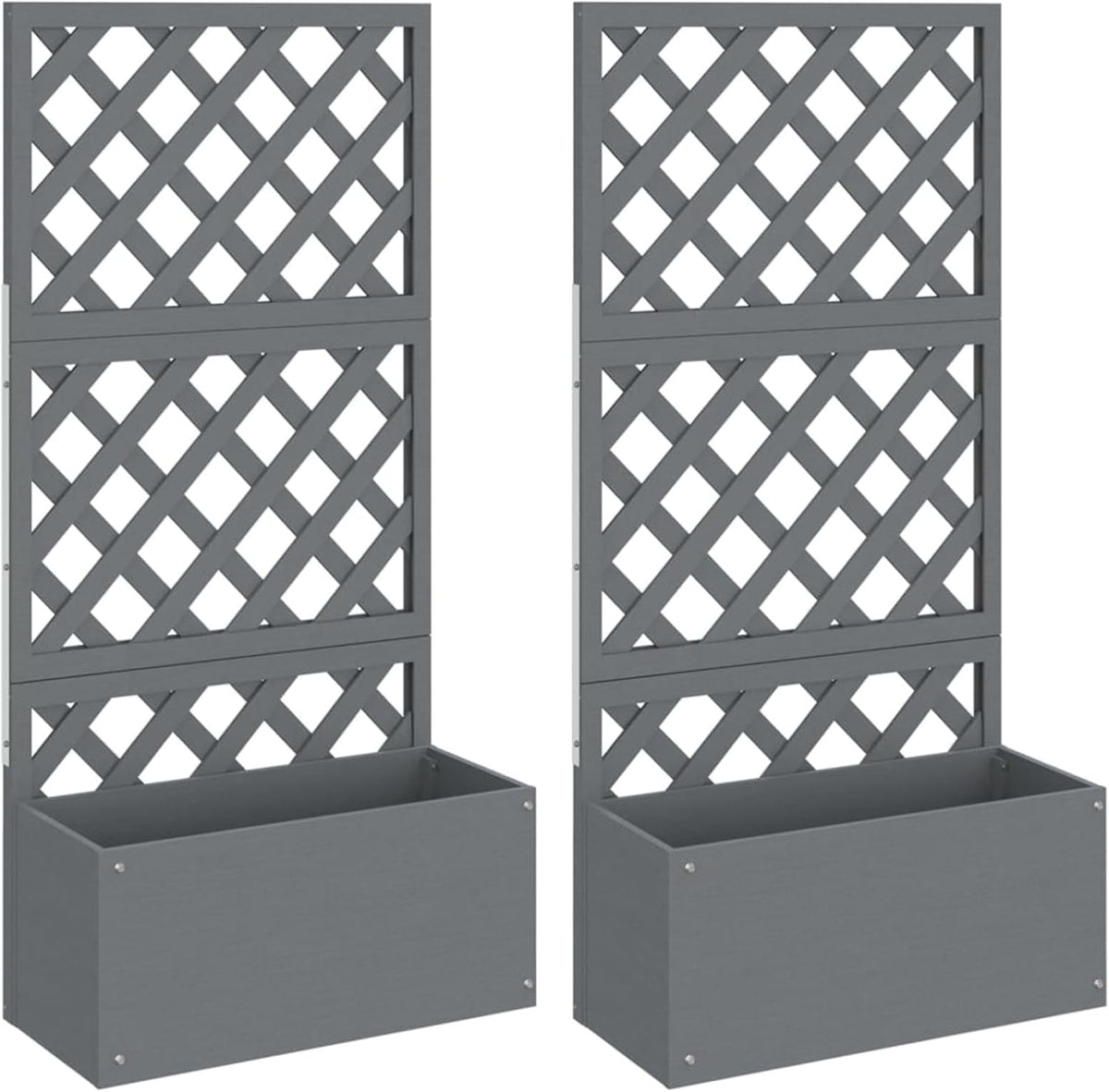 Trellis Planters Set of 2 Grey 65 x 33 x 135 cm WPC Garden Planters Outdoor Planter Pot Flower Box for Patio, Patio, Backyard and Lawn, Garden Decoration, Vegetable Herb Bed, Raised - QUORE