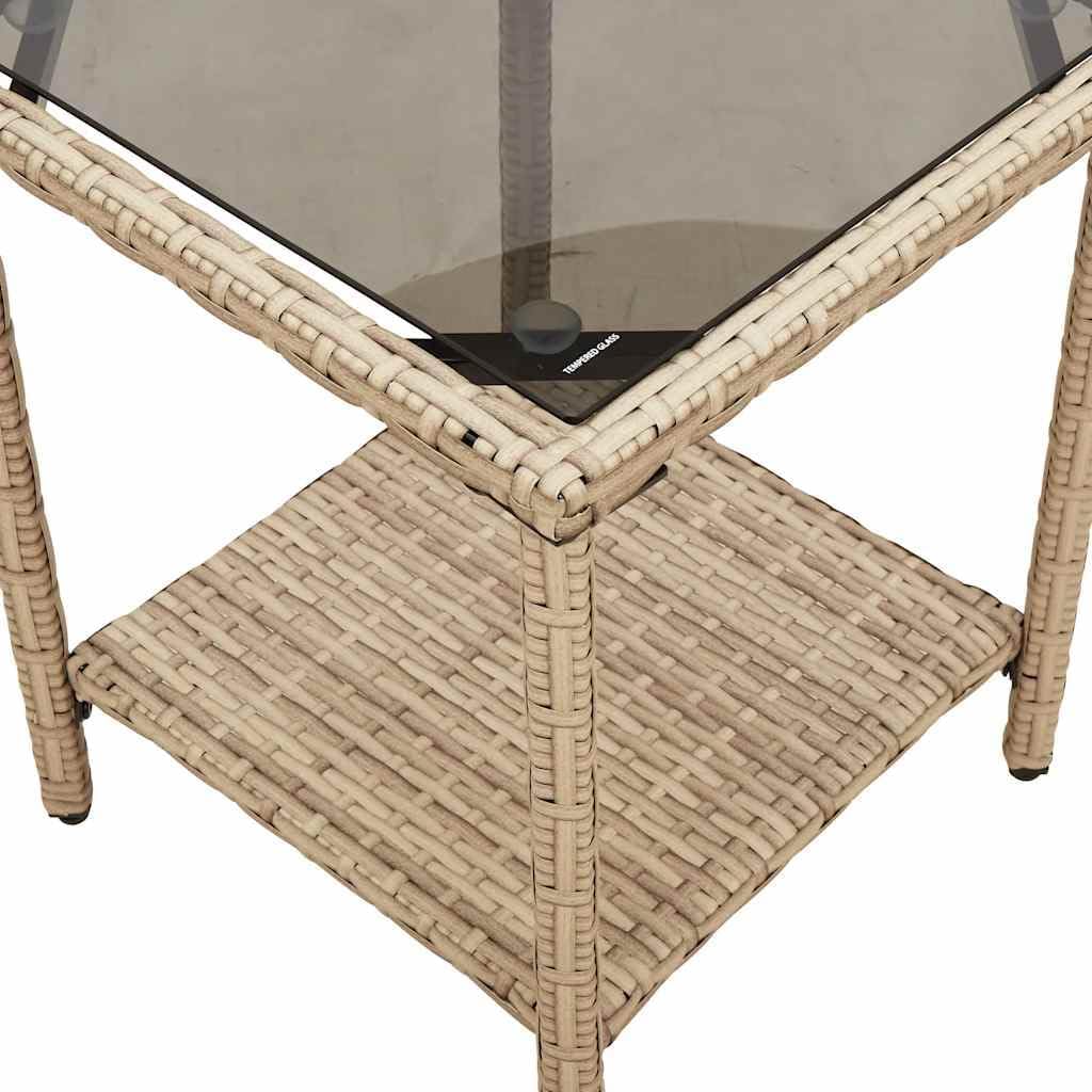 vidaXL Garden bench with table and cushions L-shaped beige poly rattan, garden furniture, garden bench, bench outdoor, lounge sofa garden, outdoor bench, balcony bench - QUORE