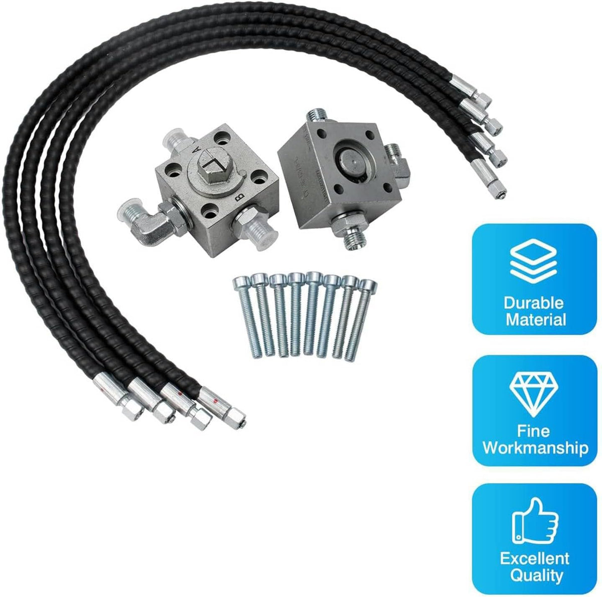 2 Diverter Kleppen Graafmachine voor 1-2 Ton Chinese Mini-graafmachine, Hydraulische Diverter Kleppen Mini-graafmachine-bevestigingen met 31in Flexibele Slangen Passen M14 Slang