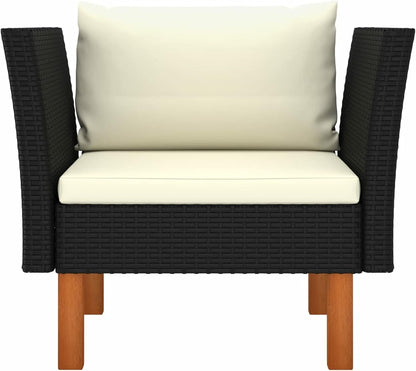 Tuinstoel – Tuinmeubel – Buitenstoel – Rattan Stoel – Loungestoel – PE Rattan & Eucalyptus Hout – Comfortabele Zitkussens