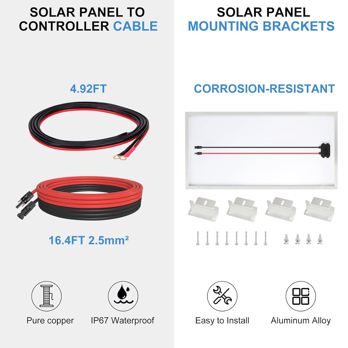 【120W Bluetooth&APP Zonnepaneelkit】DERUXI 120 W Caravan Zonnepanelen Set 0,5 kWh/dag Off-Grid voor RV Auto Boot Camping: 120W 12V Zonnepaneel+20A Bluetooth Laadcontroller+ 4 stuks Zonnekabel+Z-beugel