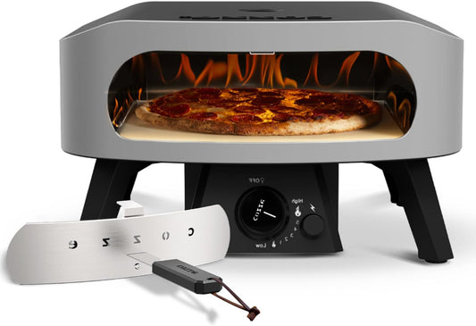 Cozze | 13" CLASSIC Pizza Oven Gas 30mbar | Includes Cordierite Pizza Stone | Automatic Ignition | Thermometer | Compact Design - QUORE