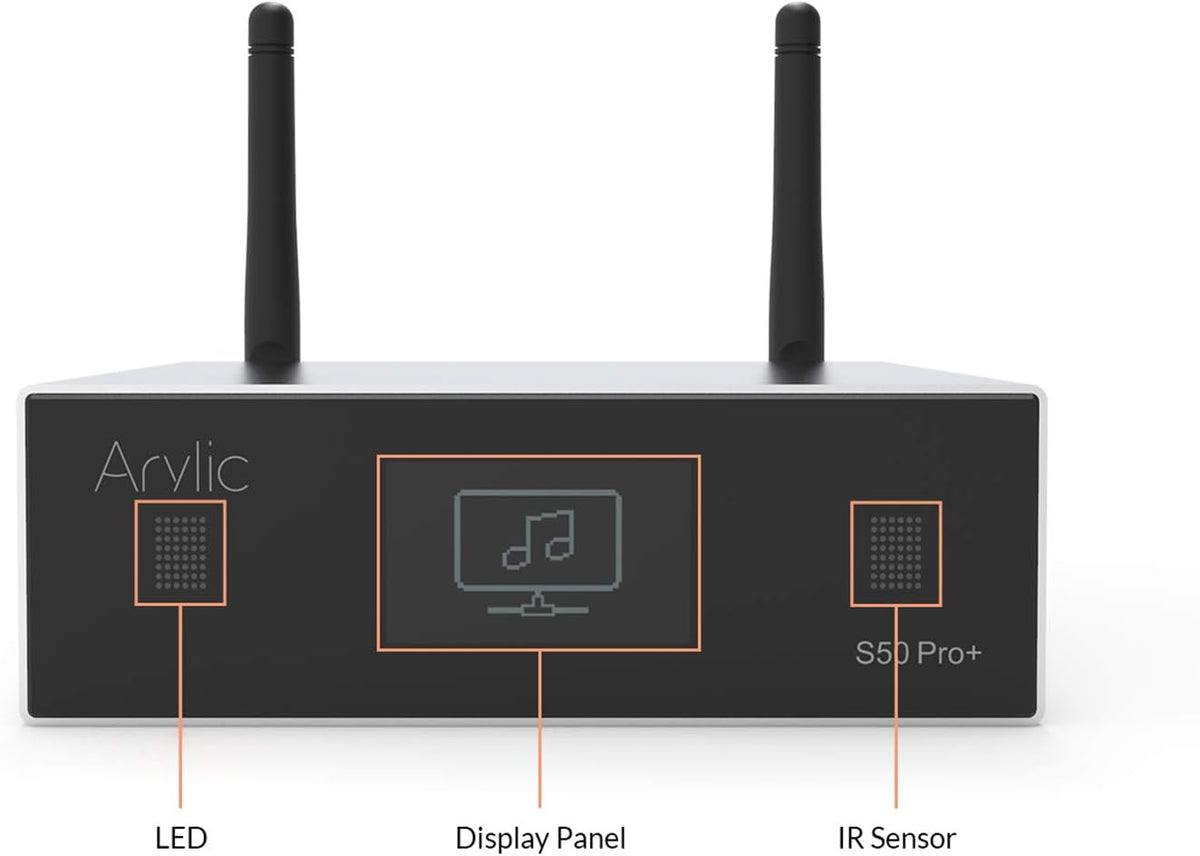Arylic S50 Pro+ wifi & Bluetooth 5.0 audio-ontvanger, aptX HD voorversterker met ESS Sabre Dac AKM ADC multiroom/multizone, draadloze wifi audio-ontvanger met Airplay, Spotify, internetradio