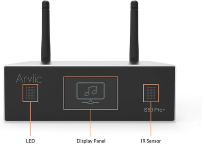 Arylic S50 Pro+ wifi & Bluetooth 5.0 audio-ontvanger, aptX HD voorversterker met ESS Sabre Dac AKM ADC multiroom/multizone, draadloze wifi audio-ontvanger met Airplay, Spotify, internetradio