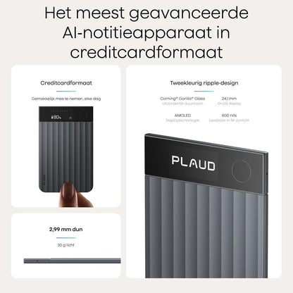 Digitale AI Spraakrecorder – Dictafoon – Audiorecorder – Voice Recorder – Geluidsrecorder – Met Magnetische Hoes – AI-Transcriptie In 112 Talen – Tot 50 Uur Opname
