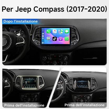 Android 14 autoradio voor Jeep Compass 2017-2020 - Touchscreen HD 10,1 inch 1280 x 800, Wireless CarPlay & Android Auto, GPS WiFi Bluetooth, dubbele USB-aansluiting, stereo auto hifi