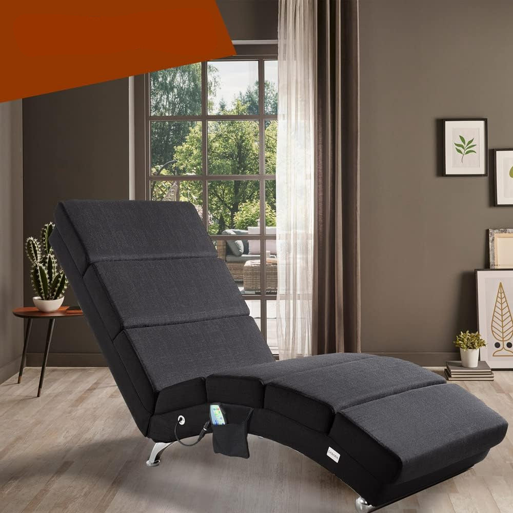 Casaria Relax Chair XXL Massage and Heating Function 186x89x55 cm Ergonomic Fabric Upholstered 180 kg Loadable Living Room Chaise Longue Relax Chair Anthracite - QUORE