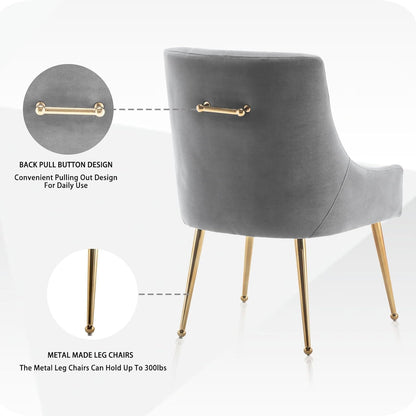 Eetkamerstoelen (set van 2), moderne eetkamerstoelen met gouden poten, cosmetica-stoelen, woonkamerstoelen voor bureau, slaapkamer en keuken