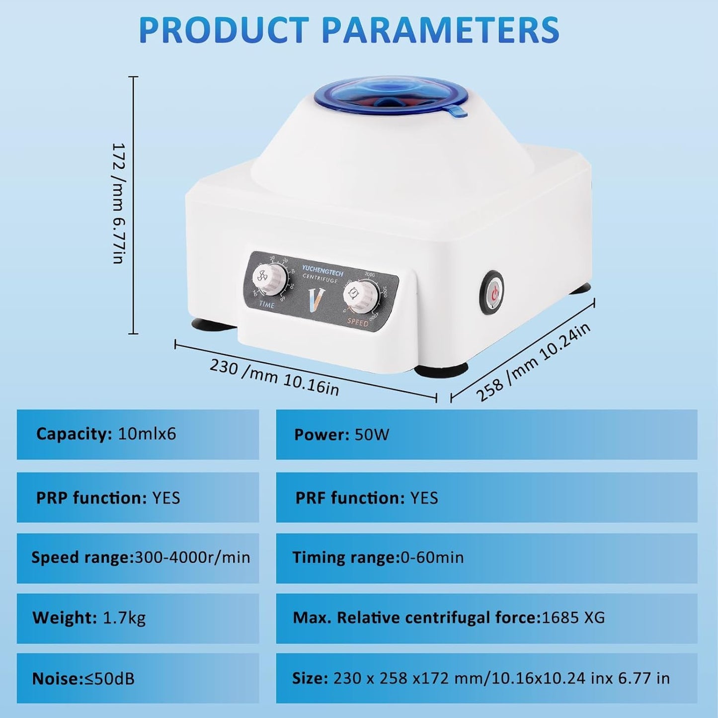 Laboratoriumcentrifuge – Tafelcentrifuge – Labcentrifuge – Lage Snelheid Centrifuge – Plasmacentrifuge – Instelbare Snelheid 0-4000 Rpm – Timer 0-60 Min