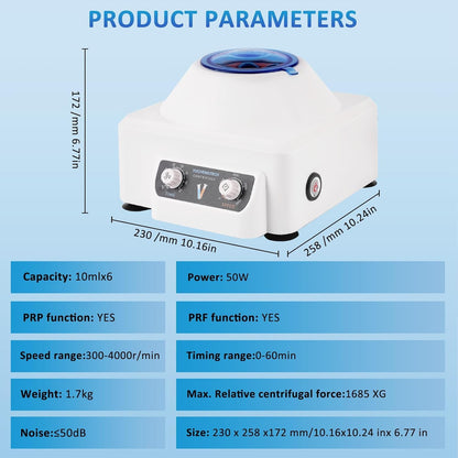 Laboratoriumcentrifuge – Tafelcentrifuge – Labcentrifuge – Lage Snelheid Centrifuge – Plasmacentrifuge – Instelbare Snelheid 0-4000 Rpm – Timer 0-60 Min