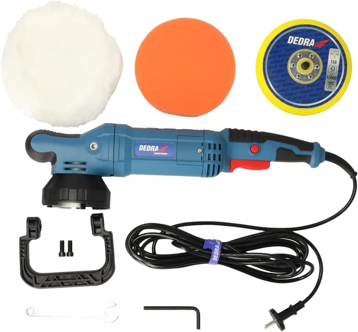 Excentrische Rotatiepolijstmachine – Excenterpolijstmachine, Poetsmachine, Polijstmachine, Polijstapparaat – 900 W Vermogen – 150 mm Schijf, Zachte Start
