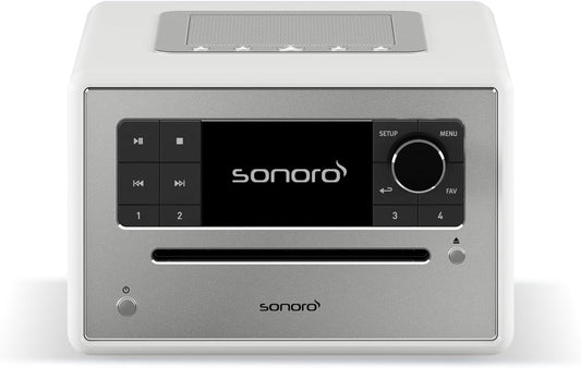 sonoro Elite internetradio met cd-speler (FM, DAB Plus, Podcasts, Spotify, Amazon Music, Deezer), wit