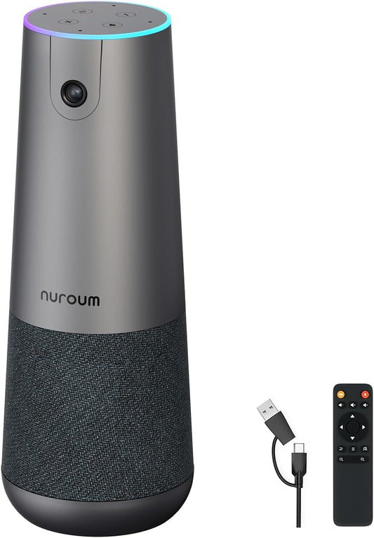 Nuroum C40S 4K videoconferentie-webcam met microfoon en luidspreker, 8MP CMOS-sensor/5x zoom/120° ultragroothoek/auto-framing, videoconferentiesysteem met afstandsbediening voor zoom/teams/pc/laptop