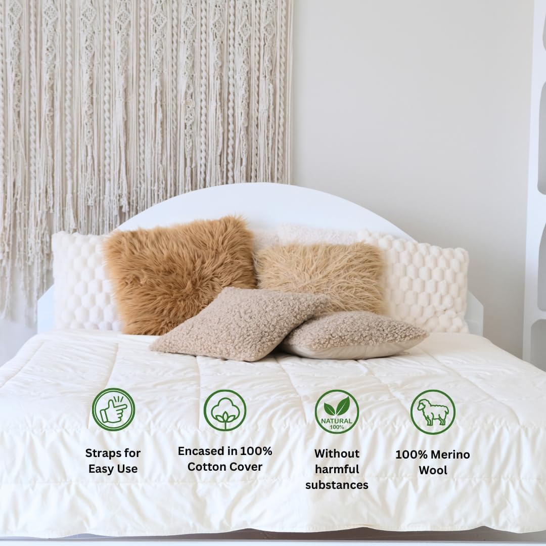 All Season Wool Comforter Down Alternative Bedding Comforter met hoektabs, temperatuurregeling en vochtafvoerende deken, 200 x 200 cm