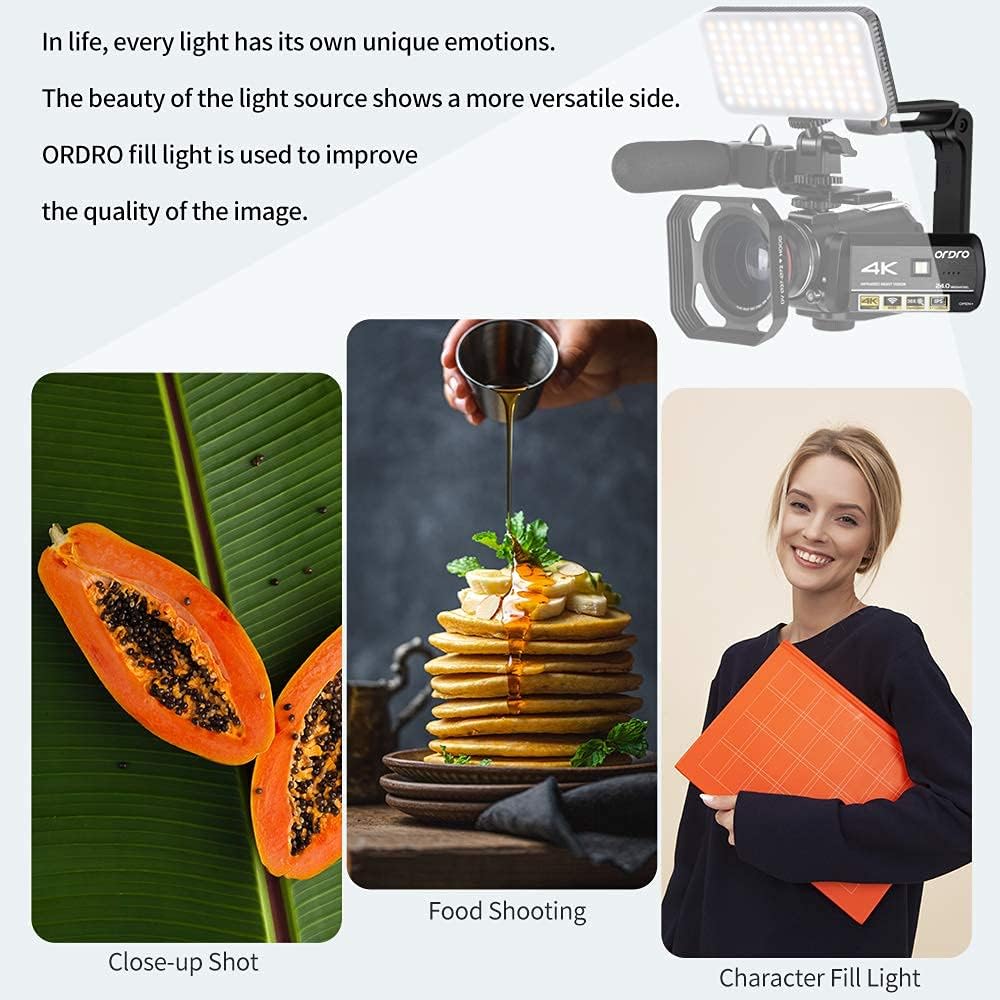 Camcorder 4K-Videocamera – Videocamera – Vlogcamera – HD-Camcorder – 4K-Camera – IR-Nachtzicht – WiFi-Bediening Met Microfoon, LED-Videolamp En Groothoeklens