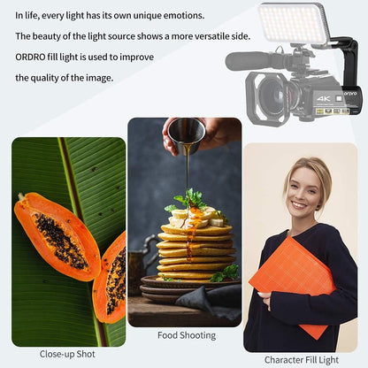 Camcorder 4K-Videocamera – Videocamera – Vlogcamera – HD-Camcorder – 4K-Camera – IR-Nachtzicht – WiFi-Bediening Met Microfoon, LED-Videolamp En Groothoeklens