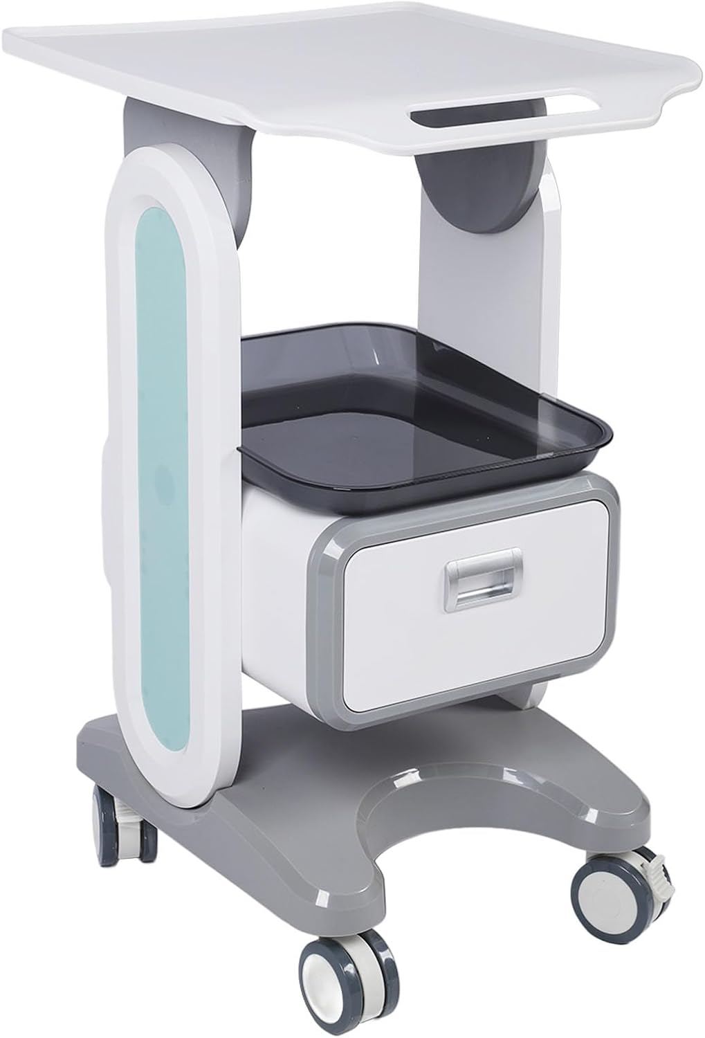 50 kg draagbare medische wagen met groot werkblad, enkele lade en universele rol voor schoonheidssalon, laboratorium, tandheelkundige kliniek