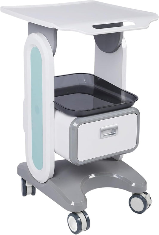 50 kg draagbare medische wagen met groot werkblad, enkele lade en universele rol voor schoonheidssalon, laboratorium, tandheelkundige kliniek