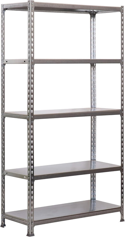 Simon Rack Stellingkast Metaal, 2000x1000x500 mm, Buigpunt 180, 5 Verstelbare Niveaus, Metalen Planken, Robuust Opslagrek voor Garage, Kelder en Werkplaats, Grijs – SimonClick