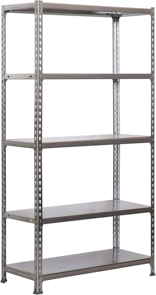 Simon Rack Stellingkast Metaal, 2000x1000x500 mm, Buigpunt 180, 5 Verstelbare Niveaus, Metalen Planken, Robuust Opslagrek voor Garage, Kelder en Werkplaats, Grijs – SimonClick