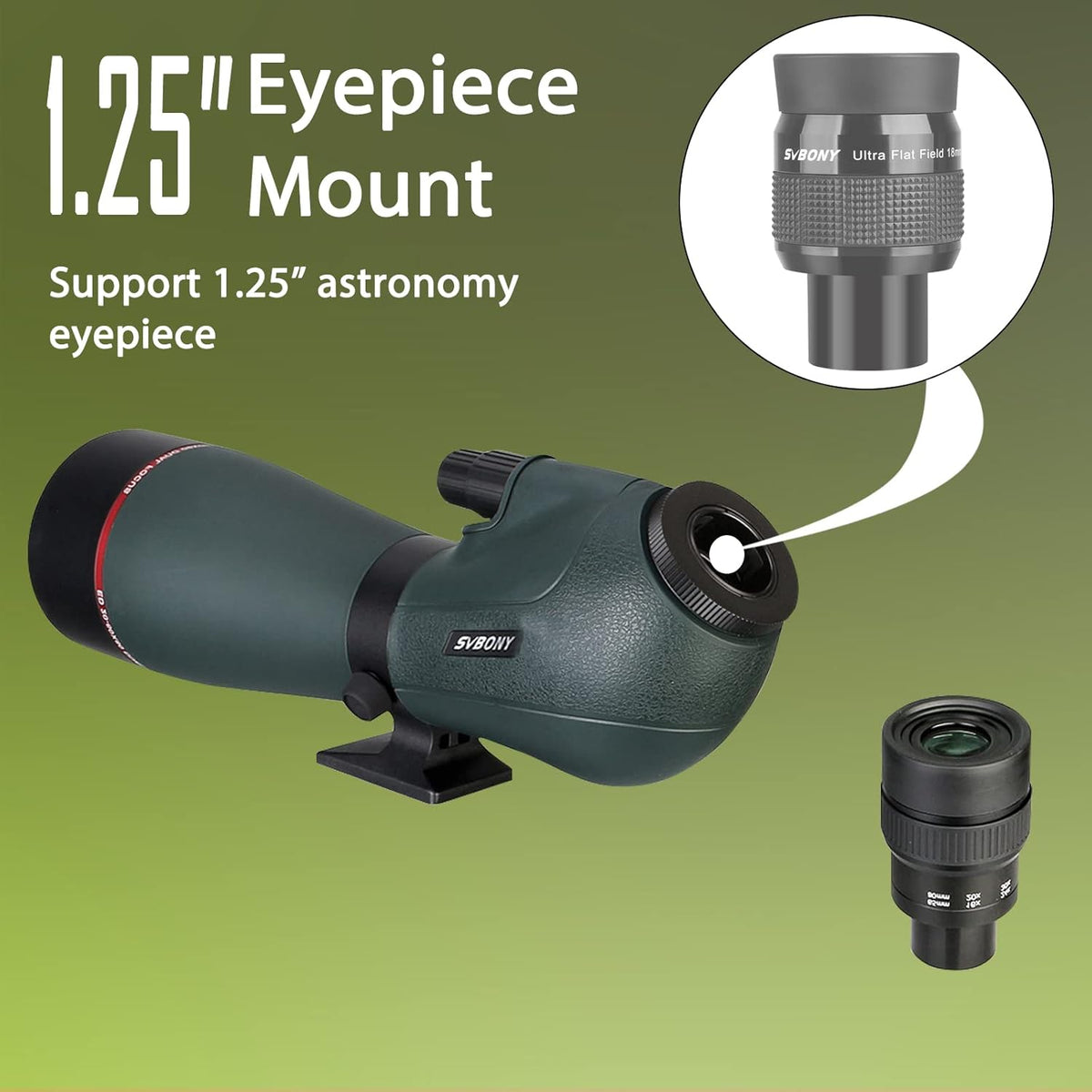 Svbony SV406P 80ED Spotting Scope met 2MP Wifi-Camera, Dubbele Focus, Vervangbaar 1,25-Inch Astronomie-Oculair, ED-Glas Bak4-Prisma FMC-Optica Waterdichte Spotting Scopes voor Vogels Kijken