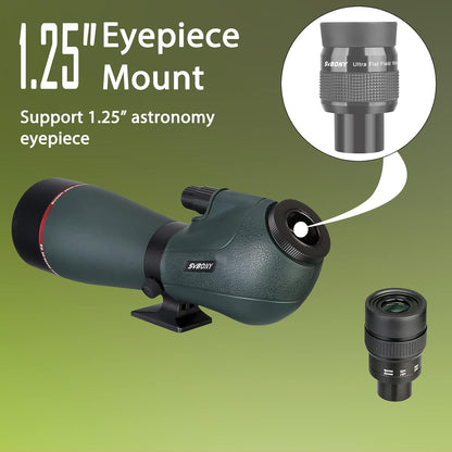 Svbony SV406P 80ED Spotting Scope met 2MP Wifi-Camera, Dubbele Focus, Vervangbaar 1,25-Inch Astronomie-Oculair, ED-Glas Bak4-Prisma FMC-Optica Waterdichte Spotting Scopes voor Vogels Kijken