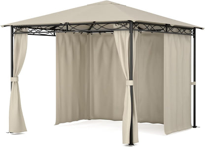 Tuinpaviljoen – Tuinoverkapping – Tuinkamer – Tuinlounger – Tuinhuisje – 295x267x295 cm – Water- en UV-bestendig Polyester – Roestvrij Stalen Frame