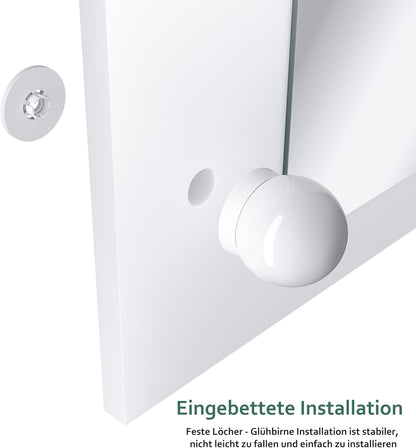 Make-uptafel – Kaptafel – Schminktisch – Make-up Spiegeltafel – Slaapkamermeubel – Verlichte Spiegel Met 12 Dimbare LED-Lampen – Ruime Lade Met Zachte Ladegeleiders