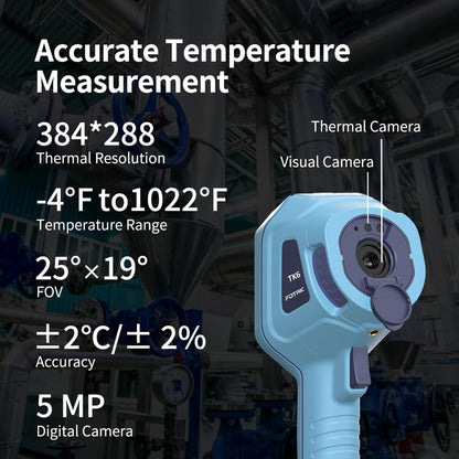 TK6 warmtebeeldcamera, 384 x 288 IR-resolutie, 25 ° * 19 ° FOV, handmatige focus warmtebeeldcamera met 5 MP visuele camera voor gebouw, elektrische inspecties, -4 ° F tot 122 ° F, 3,5 inch