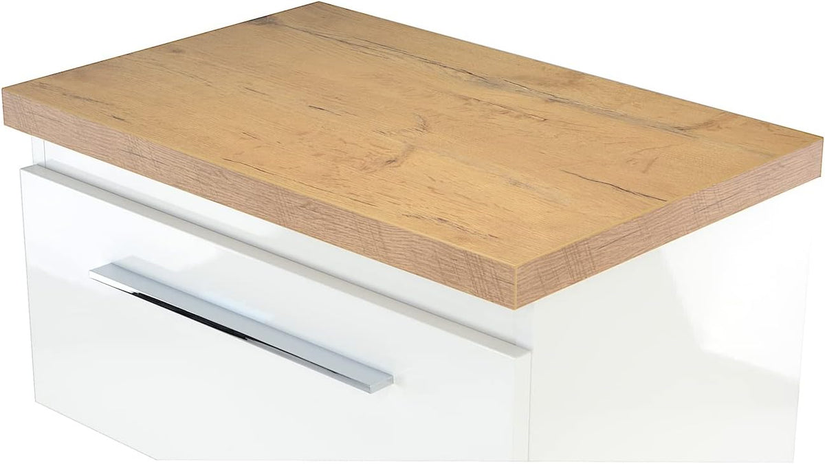 Washbasin console, washbasin, 80 x 40 x 3.5 cm (W x D x H) (oak look) - QUORE