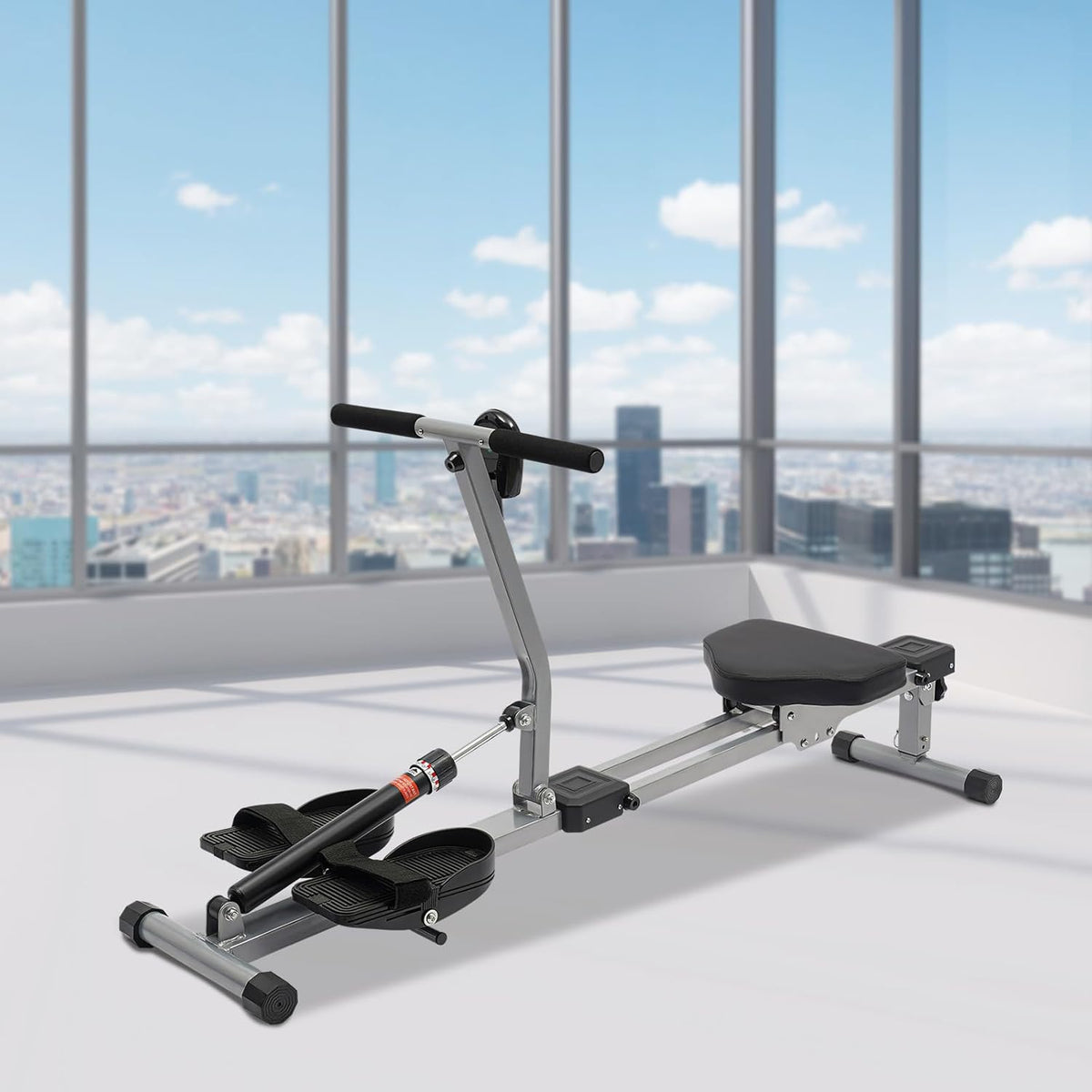 Home Rowing Machine, Foldable Multifunctional Sports Equipment for Cardio and Strength Training, with 12 Resistance Levels and LCD Monitor, Maximum Load 120 kg - QUORE