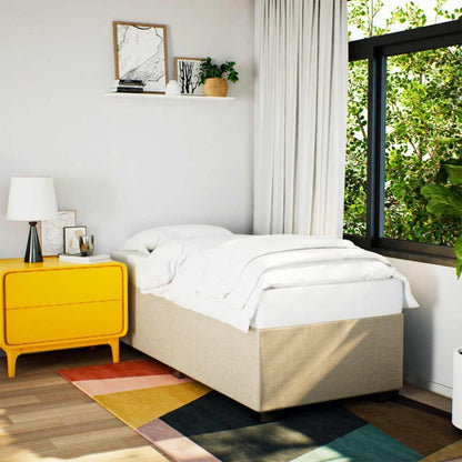 Bedframe – Bed – Bedframe Structuur – Bedbodem – Slaapmeubel – Crème Kleur – 80 x 200 cm – Ademend Polyester – Stevige Lattenbodem