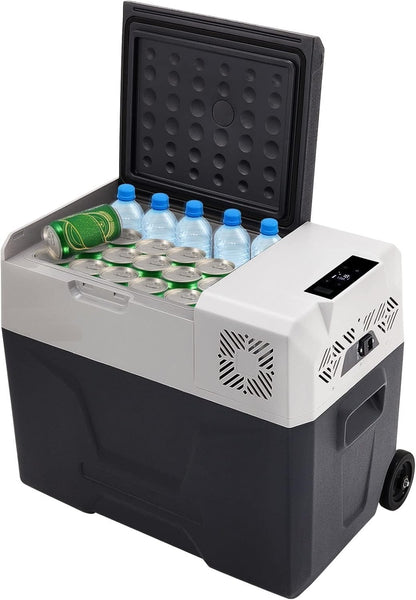 Autokoelkast 50 liter – Compressorkoelbox, Draagbare koelkast, Mini koelkast, Reiskoelkast – -20 °C tot 20 °C – 12/24 V DC en 220 V AC