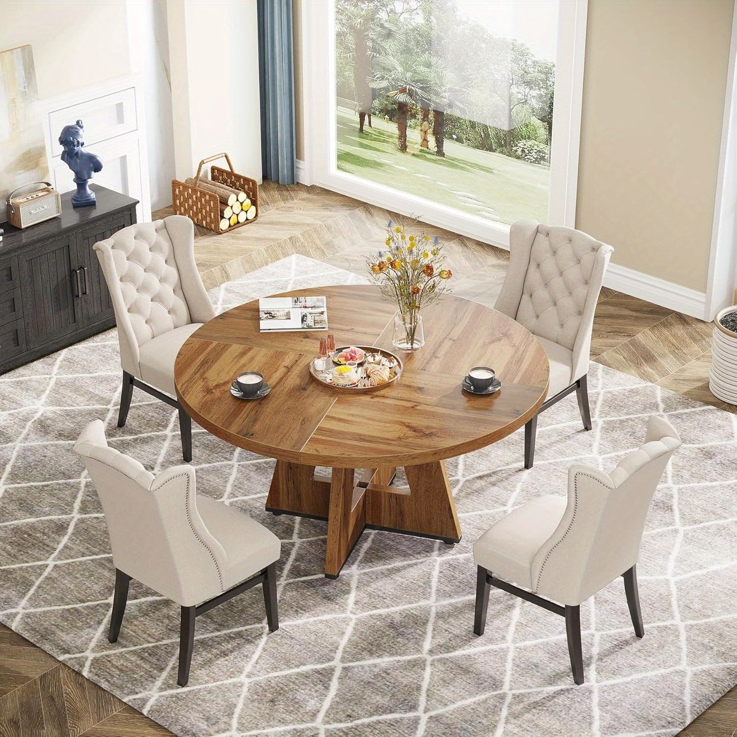 Ronde Eettafel – Keuken Tafel – Diner Tafel – Kleine Ronde Tafel – Eetkamertafel – 120 cm – Stevig Hout – Farmhouse Design