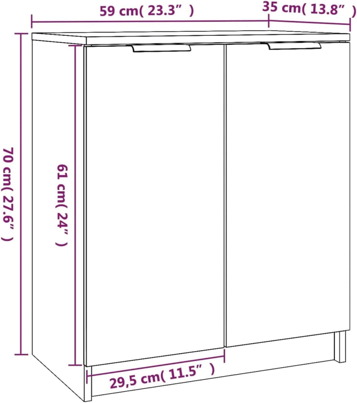 Schoenenkast – Schoenenopberger – Schoenenrek – Schoenenmeubel – Schoenentoren – Multiplex Wit – 2 Deuren – 59 x 35 x 70 cm – Stevig & Vochtbestendig