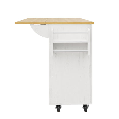 Keukenwagen – Keukentrolley – Keukenkar – Keukenmeubel – Keukenkast – Klapbare Zijpanelen – Houtlook Werkblad Met Wieltjes