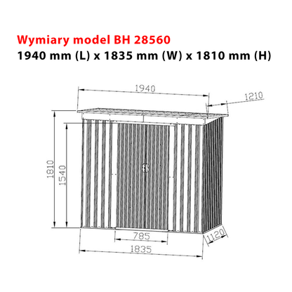 Tuinhuisje – Tuinkast – Tuinschuur – Berging – Gereedschapshuis – Gegalvaniseerd Staal – Compact 121x194x181 cm – Weerbestendig
